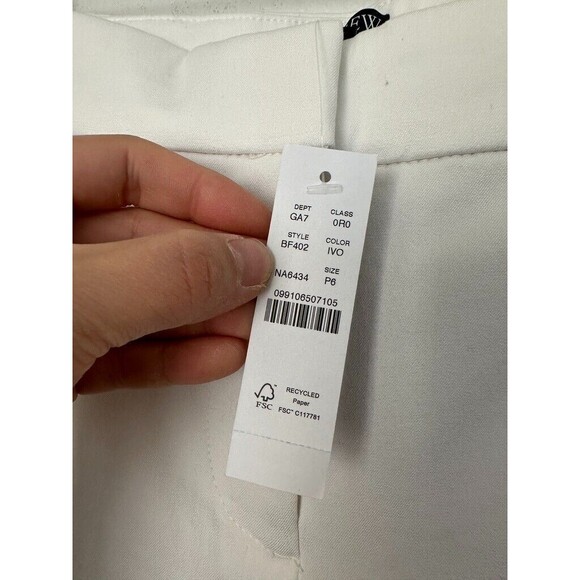 J Crew Kate Trousers White Bi-Stretch Cotton Workwear Women's 6 Petite 6P NEW - Picture 6 of 11